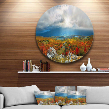 Autumn in Crimean Mountains - Landscape Photography Circle Metal Wall Decor